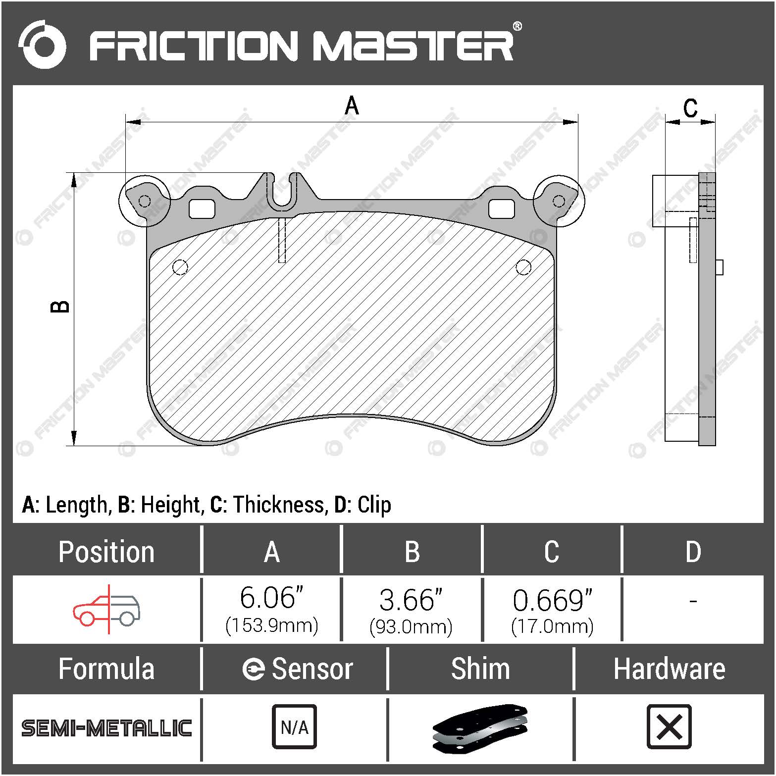 Гальмівні колодки Friction Master Black  арт. MKD1634