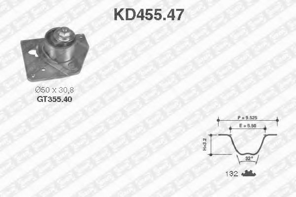 Комплект ременя ГРМ  арт. KD45547