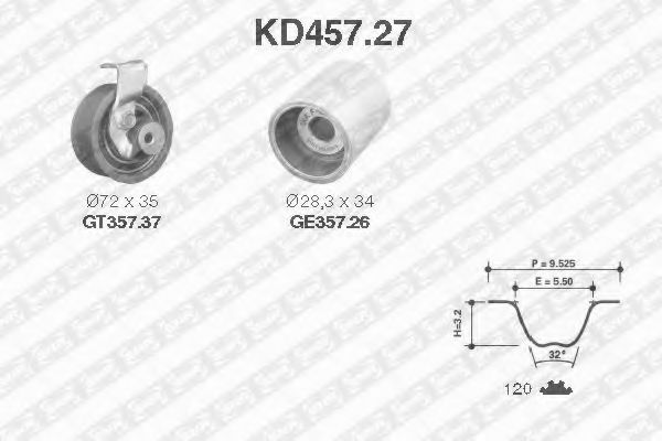 Комплект ремня ГРМ  арт. KD45727