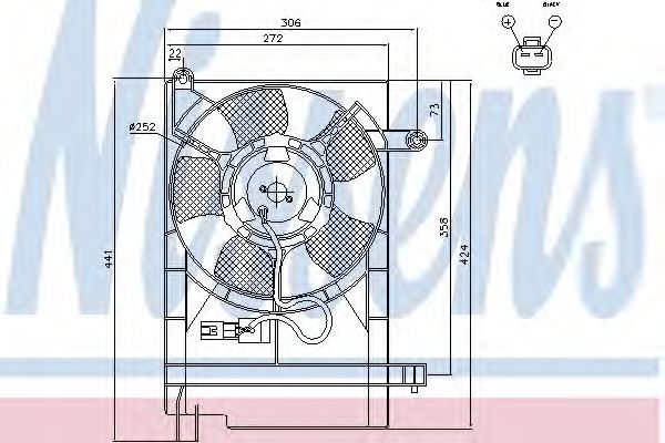 NISSENS FORD Вентилятор радіатора B-MAX 1.4, 1.6 12-, FIESTA VI 1.25, 1.4, 1.6 08-  арт. 85751