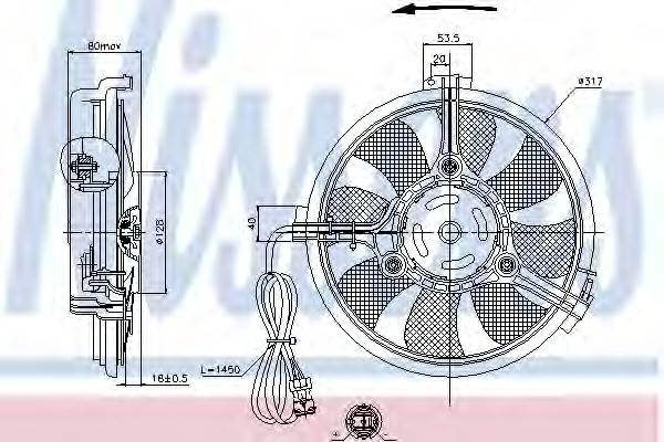 NISSENS VW Вентилятор радіатора Audi A4/6/8, passat, Sharan, Ford Galaxy 1.6/2.8 95-  арт. 85519