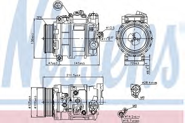 компресор кондиціонера MERCEDES BENZ E-CLASS W211 05- (Nissens)  арт. 89090