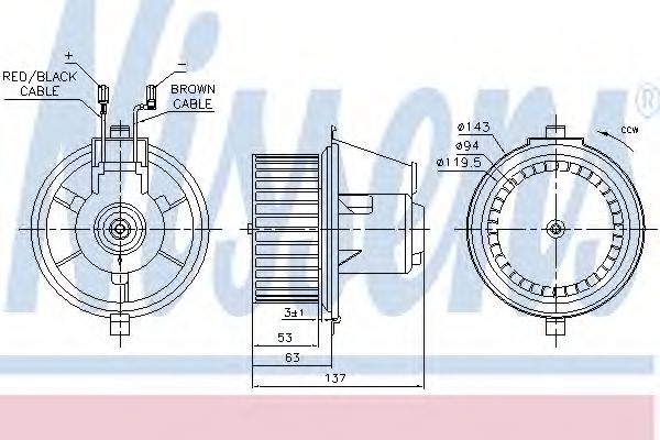 NISSENS VW вентилятор салону 120mm Golf II,Jetta II  арт. 87148