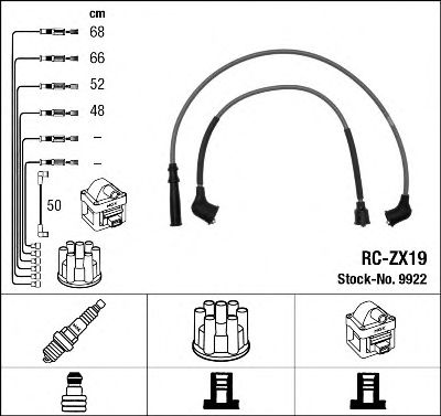 Комплект проводів запалювання FSO POLONEZ I, POLONEZ II  MAZDA 323 C IV, 323 C V, 323 F IV, 323 III, 323 S IV, 626 II, MX-3 1.3-2.0 03.83-09.98  арт. 9922