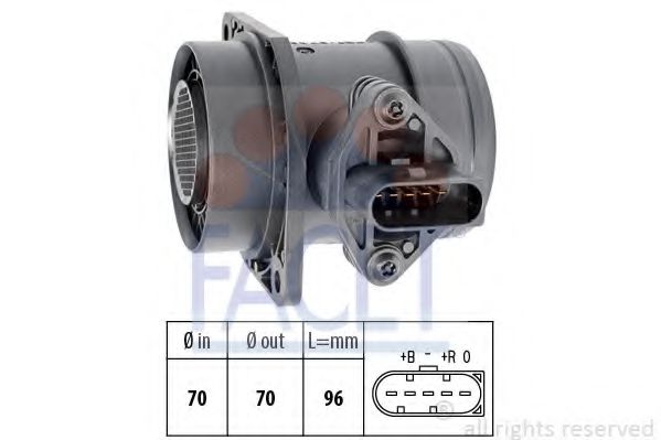 Витратомір повітря (5 конт.) VW T4/ LT II 1.9D/2.5D 95-06 (L=96) (10.1325) Facet  арт. 101325