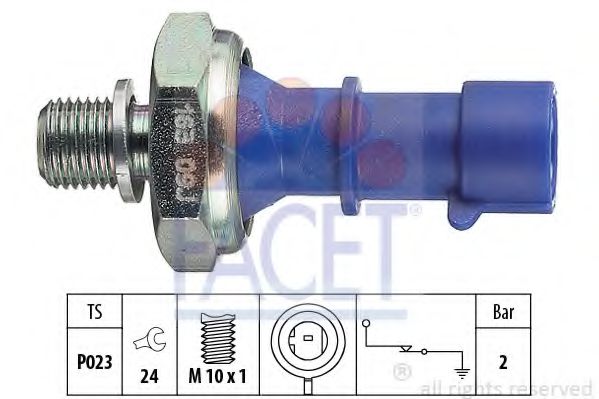 Датчик тиску оливи Fiat 500/Doblo/Panda/Punto 1.2-2.2 06- (7.0163) Facet  арт. 70163