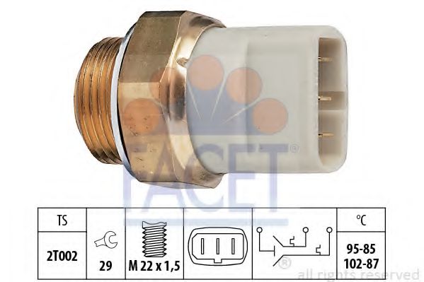Датчик вмикання вентилятора AUDI A4/A6/VW Golf III 1.0-4.2 71-02 (95°-85°/102°-92°C) (7.5605) Facet  арт. 75605
