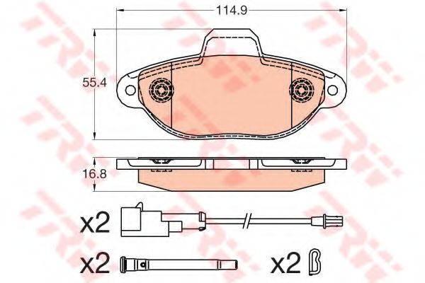 Комплект гальмівних колодок передн (з комплектуючими), FIAT PANDA, PUNTO, SEICENTO / 600  FORD KA 0.9/1.1/1.2 11.97-  арт. GDB2041
