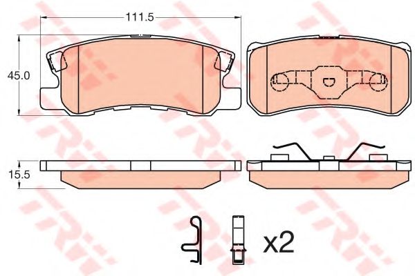 Комплект гальмівних колодок задн (з комплектуючими), MITSUBISHI ASX, ENDEAVOR, GRANDIS, LANCER VIII, OUTLANDER II 1.6-3.8 01.03- ZIMMERMANN арт. GDB3595