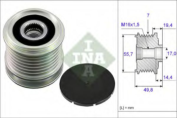 Шків генератора з обгінною муфтою (Вир-во INA)  арт. 535016510