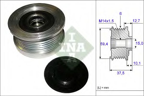 Шків генератора HYUNDAI ACCENT II, ACCENT III, GETZ, MATRIX 1.5D 10.01-11.10  арт. 535011010