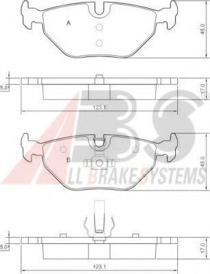 Гальмівні колодки зад. BMW 3 (E46)/SAAB 9-5/ROVER 75 96-09 (ATE) (123,1x45x17) DELPHI арт. 37267