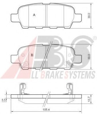 Гальмівні колодки зад. Qashqai/X-Trail 07- (38x105,5x14,3)  арт. 37321