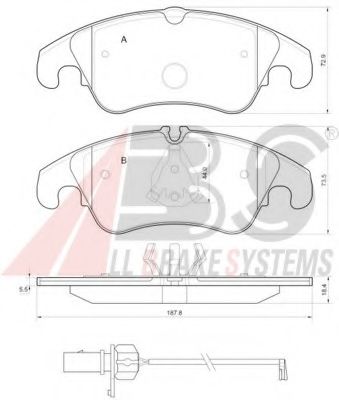 Колодка гальм. диск. AUDI A4 Berlina (8K2) Avant (8K5)(11/07-) передн. (вир-во ABS)  арт. 37587
