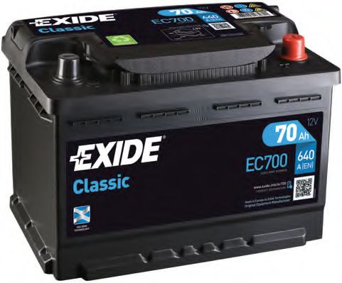Аккумулятор CLASSIC 12V/70Ah/640A  арт. EC700