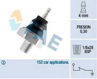 Датчик тиску масла (0,3Бар  1 pin  чорний) HONDA ACCORD IV, ACCORD V, ACCORD VI, CIVIC IV, CIVIC V, CIVIC VI, CIVIC VII, CONCERTO, CR-V I, CR-V II, CRX III, HR-V, LEGEND II 1.3-3.5 01.83-  арт. 12230