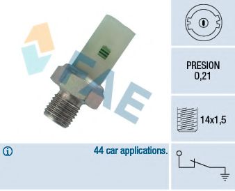 Датчик тиску масла (0,21Бар  1 pin  сірий) RENAULT 19 I, 19 I CHAMADE, 19 II, 19 II CHAMADE, CLIO I, CLIO II, KANGOO, MEGANE SCÉNIC, TWINGO I 1.1-1.9D 01.88-  арт. 12350