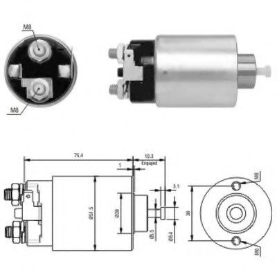 Соленоїд стартера HYUNDAI GALLOPER I, SONATA II, SONATA III, TERRACAN  KIA SORENTO I  MAZDA 3, RX-7 II  MITSUBISHI 3000 GT, CARISMA, COLT II, GALANT VII, PAJERO I, PAJERO II 1.3-3.8 02.84-  арт. 46178