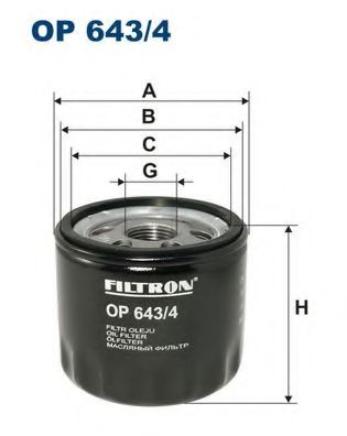 FILTRON RENAULT Фильтр масляный CLIO II 1.5 dCi 07-, CLIO V 1.0 19-, KANGOO 1.9 00-, JEEP, DACIA, FIAT, OPEL (65*76.5*69.5/62) UFI арт. OP6434