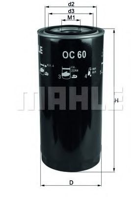 Фільтр масляний Mahle KHD  арт. OC60