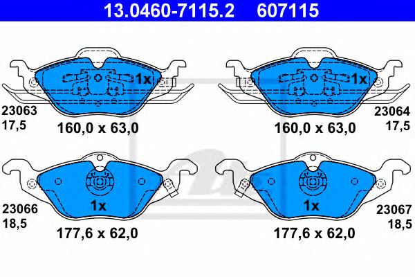 Комплект гальмівних колодок передн , OPEL ASTRA G, ASTRA G CLASSIC, ASTRA G/KOMBI, ZAFIRA A 1.2-2.0D 02.98-12.09 NK арт. 13046071152