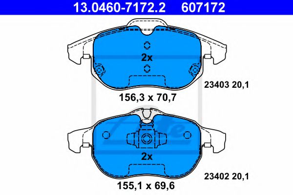 Комплект гальмівних колодок передн , CHEVROLET VECTRA  FIAT CROMA, CROMA/KOMBI  OPEL ASTRA H, ASTRA H GTC, SIGNUM, VECTRA C, VECTRA C GTS, ZAFIRA B  SAAB 9-3, 9-3X 1.6-3.2 02.98-02.15  арт. 13046071722
