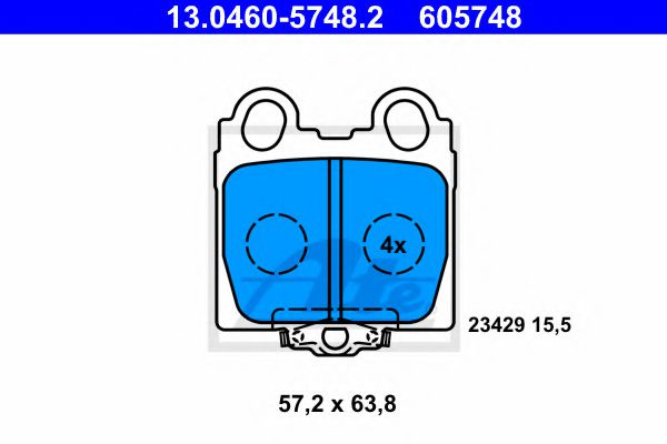 Комплект гальмівних колодок задн , LEXUS GS, IS I, IS SPORTCROSS, SC  TOYOTA ALTEZZA, ALTEZZA GITA, ARISTO, BREVIS, MARK II IX, PROGRES, VEROSSA 2.0-4.3 08.97-07.10  арт. 13046057482
