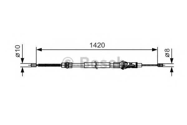 BOSCH RENAULT Трос ручного гальма задн. лів./пр. L=1420 мм (для барабан. гальм.) MASTER II 97-, NISSAN, OPEL  арт. 1987482013