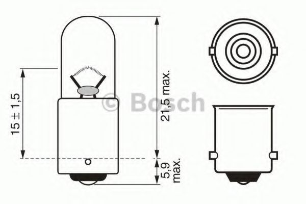 1987302207 BOSCH Лампа T4W 12V 4W BA9S PURE LIGHT (10 шт.)  арт. 1987302207