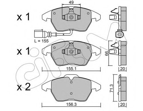 Гальмівні колодки пер. A1/A3/Altea/Beetle/Caddy/Up (04-21)  арт. 8225480