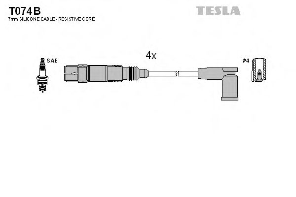 Кабель запалювання к-кт TESLA Аналог TES T578C Seat,VW Caddy,Lupo,Polo 95- 1,0  арт. T074B