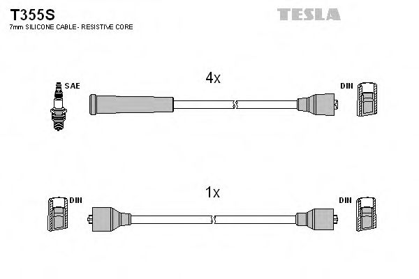 Дроти високовольтні 2101-2107 (+провід катушки) (силікон) Tesla  арт. T355S
