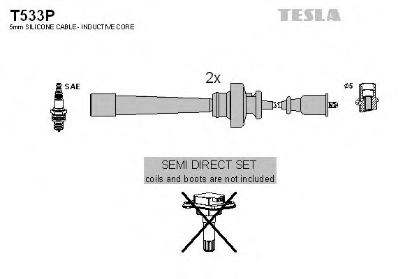Провід високовольтний, комплект Mitsubishi Outlander I 2.4i, Galant VIII 2.0, 2.4i (T533P) TESLA BLATNA  арт. T533P