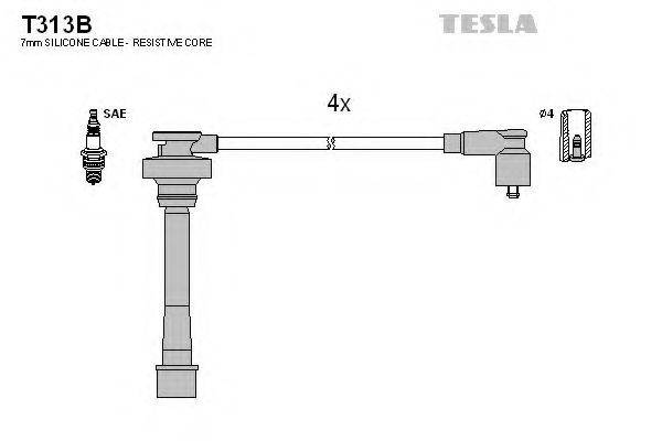 Кабель запалювання к-кт TESLA Chery Tiggo 2.4 12.05 - Mitsubishi 4G64  арт. T313B