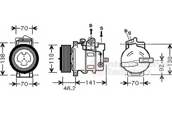 Компресор кондиціонера MERCEDES C-CLASS W203 00- (вир-во Van Wezel)  арт. 3000K091