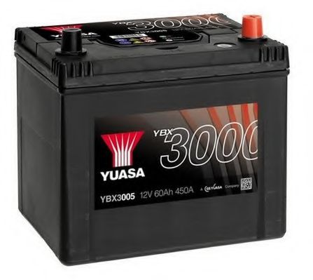 Акумулятор YUASA 12В 60Агод./500А YBX3000 SMF (R+ стандартні) 232x173x225 B00 (пусковий)  арт. YBX3005