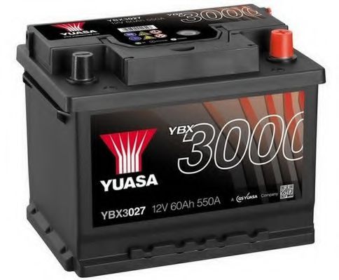 Акумулятор YUASA 12В 62Агод./550А YBX3000 SMF (R+ стандартні) 243x175x190 B13 (пусковий)  арт. YBX3027