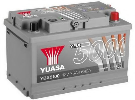 Акумулятор YUASA 12В 75Агод./710А YBX5000 Silver High Performance SMF (R+ стандартні) 278x175x175 B13 (пусковий)  арт. YBX5100