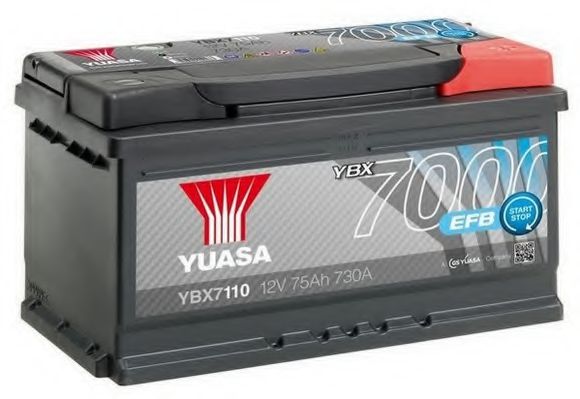 Акумулятор YUASA 12В 75Агод./730А START&STOP EFB  YBX7000 EFB Start Stop Plus (R+ стандартні) 317x175x175 B13 (пусковий/efb)  арт. YBX7110