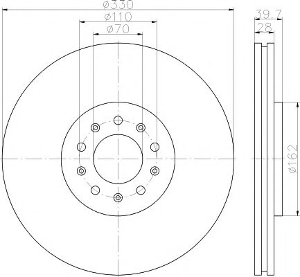 HELLA PRO JEEP гальмівний диск передн. CHEROKEE 2.4 13-  арт. 8DD355116651