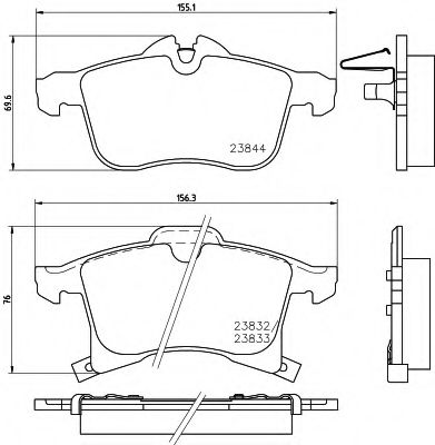 Гальмівні колодки пер. Opel Astra F/G/H/Zafira A/B 94- (ATE)  арт. 8DB355009221