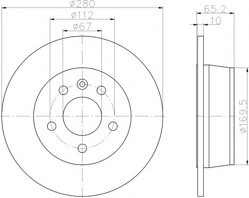 HELLA PRO HIGH CARBON DB диск гальмівний задн. Vito 95-03 (280*10)  арт. 8DD355104541