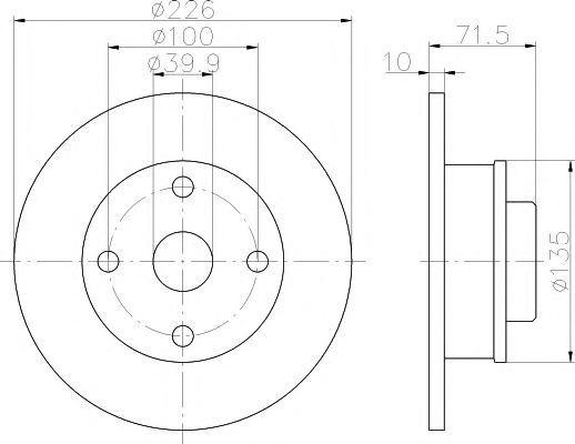HELLA VW диск гальмівний задній SEAT  арт. 8DD355101661
