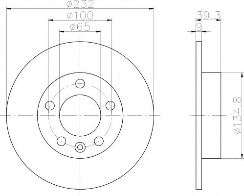 HELLA VW диск гальмівний задній Golf IV,Bora,Skoda Fabia I,II,III,Octavia I,Rapid,Roomster,Seat  арт. 8DD355105411