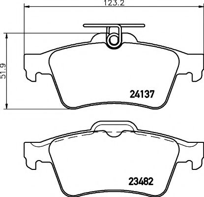 HELLA FORD гальмівні колодки диск. задн. Focus II, Mazda 3, Vectra C, Citroen C5 III 08-, Peugeot, Renault  арт. 8DB355011731
