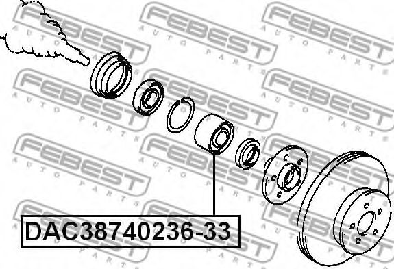 Підшипник маточини перед. Nissan Almera I 95-00/Sunny III 00-95 (к-кт)  арт. DAC3874023633