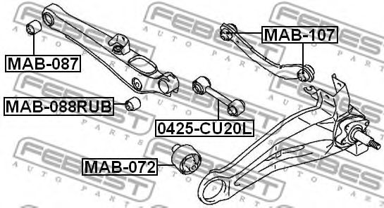 Сайлентблок задньої поперечної тяги Lancer 00-09  арт. MAB088RUB