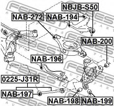 Сайлентблок задньої подовжньої тяги  арт. NAB197