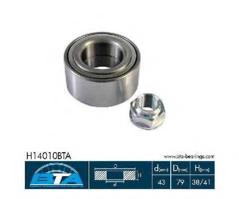 Комплект підшипника колеса передн Лів/Прав (43x79x41) HONDA CITY IV, CIVIC V, CIVIC VI, CIVIC VII, CIVIC VIII, CR-V I, CR-V II, CRX III, DOMANI, HR-V, INTEGRA, JAZZ II 1.3-2.4 10.91-  арт. H14010BTA