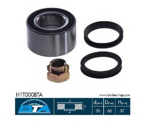 Комплект підшипника колеса передн (35x68x37) SEAT IBIZA I, MALAGA, RITMO, RONDA 0.9-1.7D 07.78-12.93  арт. H1T000BTA